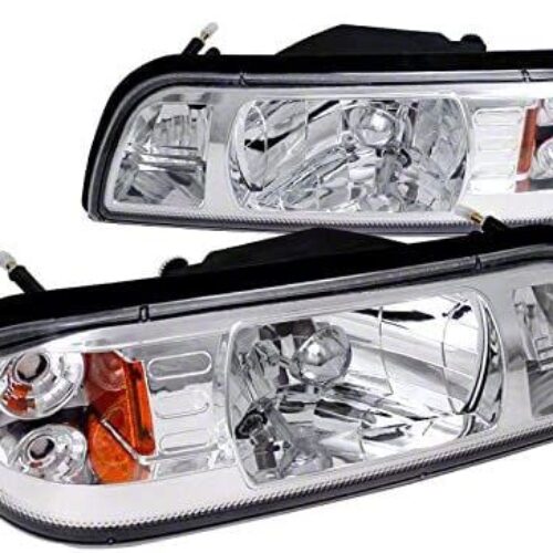 1-Piece Crystal Headlights; Chrome Housing; Clear Lens (87-93 Mustang)