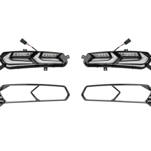 Factory Style LED Tail Lights; Black Housing; Clear Lens (14-19 Corvette C7)