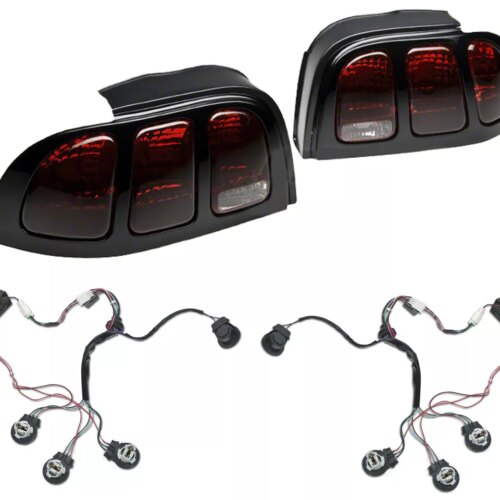 Raxiom Tail Lights and Sequential Tail Light Kit; Black Housing; Smoked Lens (94-98 Mustang)
